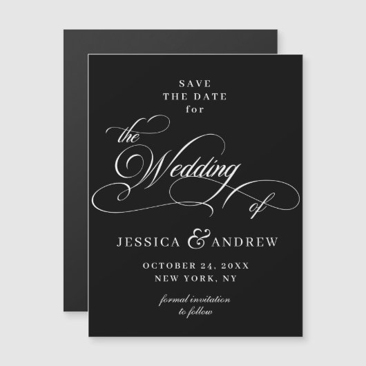 Elegante Bruiloft Bewaar de Datum Eenvoudige Magne (Voorkant / Achterkant)