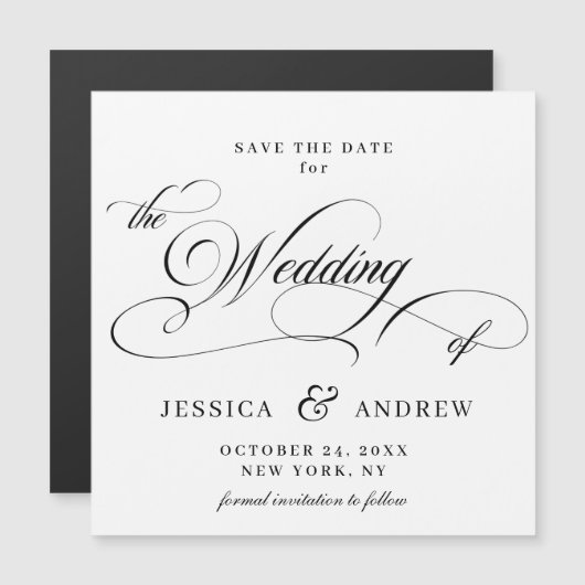 Elegante Bruiloft Bewaar de Datum Eenvoudige Magne (Voorkant / Achterkant)