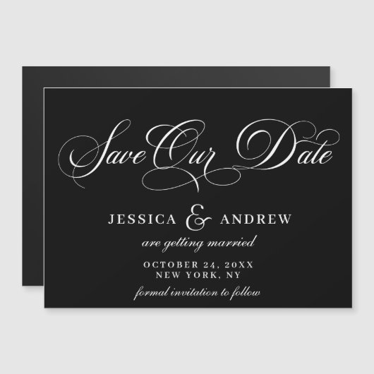 Elegante Bruiloft Bewaar de Datum Eenvoudige Magne (Voorkant / Achterkant)