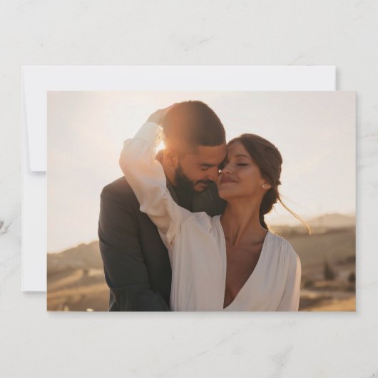 Elegante bruiloft bewaar de datum eucalyptus foto kaart (Achterkant)