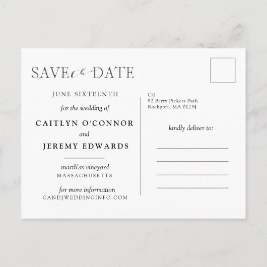 Elegante bruiloft Bewaar de datum Foto Briefkaart (Achterkant)