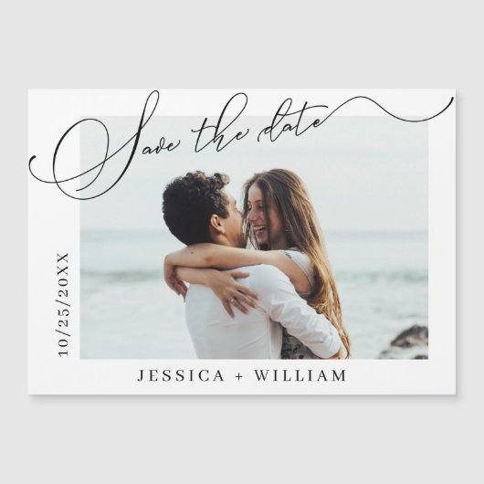 Elegante bruiloft Bewaar de datum Magnetische foto (Voorkant)