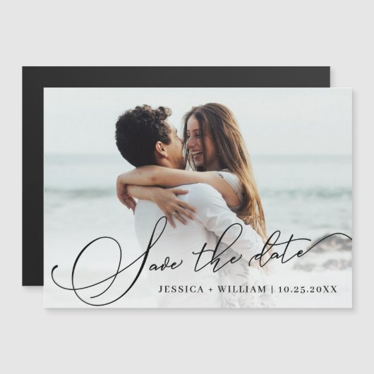 Elegante bruiloft Bewaar de datum Magnetische foto (Voorkant / Achterkant)