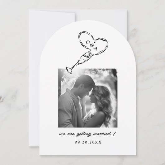 Elegante bruiloft Bewaar de datum Martini Tower Ar Kaart (Achterkant)