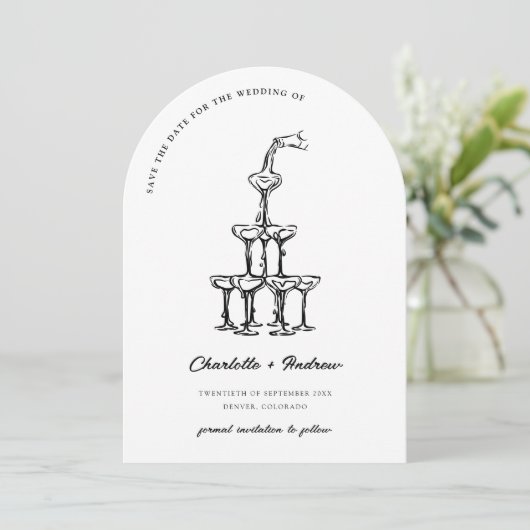 Elegante bruiloft Bewaar de datum Martini Tower Ar Kaart (Staand voorkant)