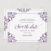 Elegante bruiloft Bewaar de datum  pruim Aankondigingskaart (Voorkant / Achterkant)