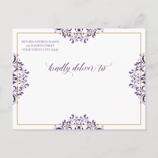 Elegante bruiloft Bewaar de datum  pruim Aankondigingskaart (Achterkant)