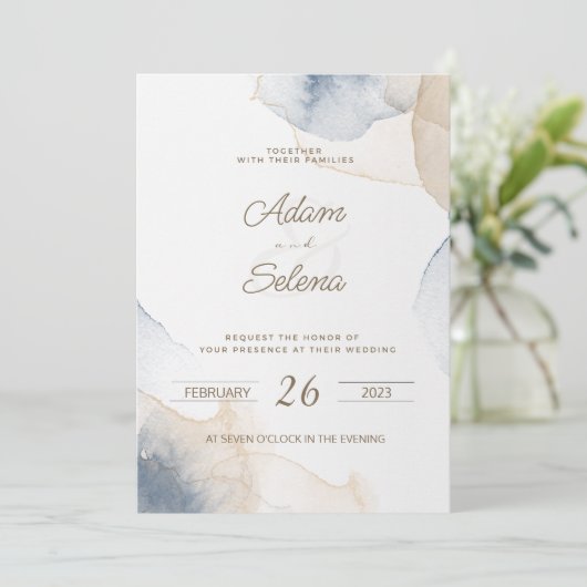 elegante bruiloft Bewaar de datum uitnodiging (Staand voorkant)