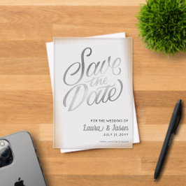 Elegante bruiloft Bewaar de datum Zilveren tekst F Acryl Uitnodigingen
