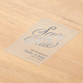 Elegante bruiloft Bewaar de datum Zilveren tekst F Acryl Uitnodigingen (Laagn)