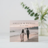 Elegante bruiloft bewaar de datumfoto briefkaart (Staand voorkant)
