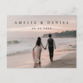 Elegante bruiloft bewaar de datumfoto briefkaart (Voorkant)