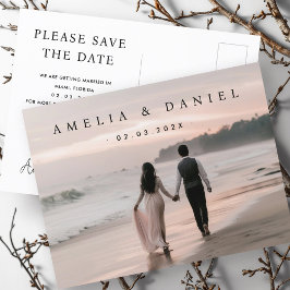 Elegante bruiloft bewaar de datumfoto briefkaart