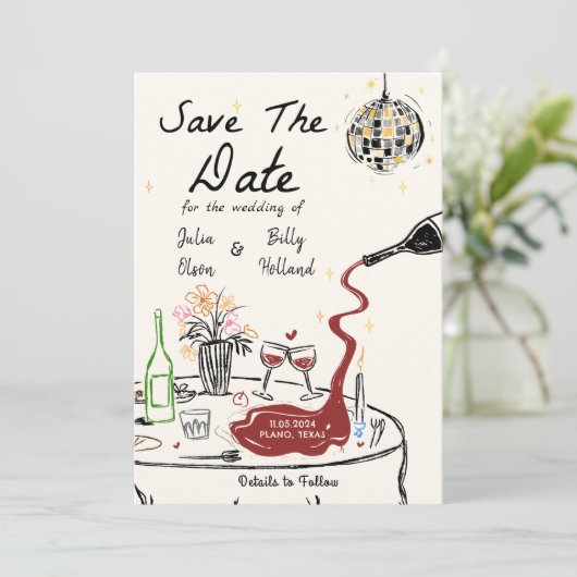 Elegante bruiloft Bewaar de datumkaarten Kaart (Staand voorkant)