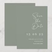 Elegante bruiloft bewaar de datums salie groen kaart (Voorkant / Achterkant)