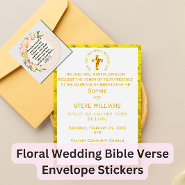 Elegante bruiloft Bijbel Verse Genesis Bloemen Ran Ronde Sticker