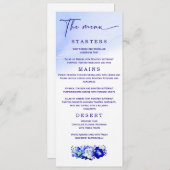 Elegante bruiloft blauw en zilver menu (Voorkant / Achterkant)