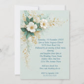 Elegante bruiloft Blauw Groen Wit Gouden Bloemen Kaart (Achterkant)