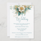 Elegante bruiloft Blauw Groen Witte Bloemen Kaart (Voorkant)