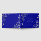 Elegante bruiloft Blauw Zilver Grijs Swirls Script Gastenboek (Volledig)