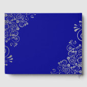 Elegante bruiloft Blauw Zilver Grijs Swirls Script Gastenboek (Achterkant)