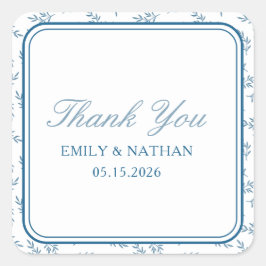 Elegante bruiloft Blauwe Tuin Gepersonaliseerd Dan Vierkante Sticker