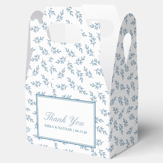 Elegante bruiloft blauwe tuin patroon gepersonalis bedankdoosjes (Geopend)