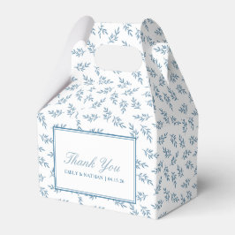 Elegante bruiloft blauwe tuin patroon gepersonalis bedankdoosjes