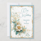 Elegante bruiloft Bloemen Blauw Groen Witte Bloeme Kaart (Voorkant)