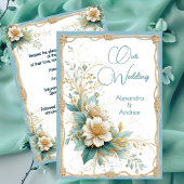 Elegante bruiloft Bloemen Blauw Groen Witte Bloeme Kaart