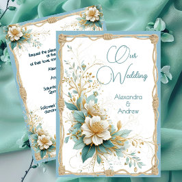 Elegante bruiloft Bloemen Blauw Groen Witte Bloeme Kaart