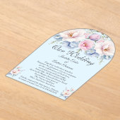 Elegante bruiloft Bloemen Blauw Roze Bloemen Acryl Uitnodigingen (Laagn)