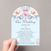 Elegante bruiloft Bloemen Blauw Roze Bloemen Acryl Uitnodigingen (Insitu (Draagbaar))