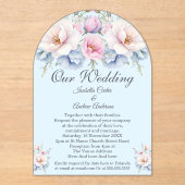 Elegante bruiloft Bloemen Blauw Roze Bloemen Acryl Uitnodigingen (Voorkant)