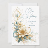 Elegante bruiloft Bloemen Blauw Witte Bloemen Kaart (Voorkant)