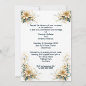 Elegante bruiloft Bloemen Blauw Witte Bloemen Kaart (Achterkant)