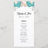 Elegante bruiloft Bloemen Blauw Witte Bloemen Menu (Voorkant)