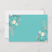 Elegante bruiloft Bloemen Blauw Witte Bloemen RSVP Kaartje (Achterkant)