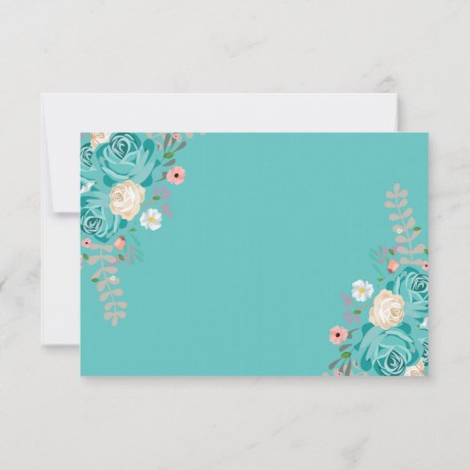 Elegante bruiloft Bloemen Blauw Witte Bloemen RSVP Kaartje (Achterkant)