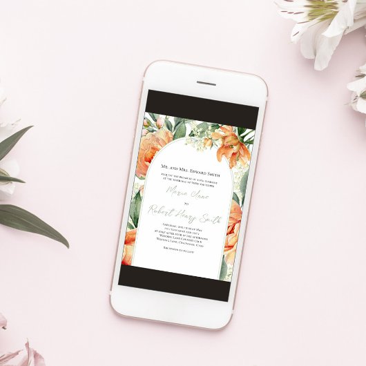 Elegante bruiloft Bloemen Boho Boog Perzik Kaart