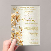 Elegante bruiloft Bloemen Crème Gouden Vlinders Acryl Uitnodigingen (Insitu (Draagbaar))