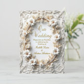 Elegante bruiloft Bloemen Goud Wit Lijst Kaart (Staand voorkant)