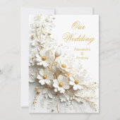 Elegante bruiloft Bloemen Goud Witte Bloemen Kaart (Voorkant)