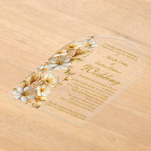 Elegante bruiloft Bloemen Wit Gouden Vlinders Acryl Uitnodigingen (Laagn)