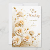 Elegante bruiloft Bloemen Witte Rozen Crème Kaart (Voorkant)