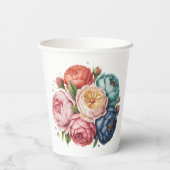 Elegante bruiloft bloemenkrans papieren bekers (Achterkant)