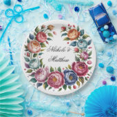 Elegante bruiloft bloemenkrans papieren bordje (Feest)