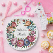 Elegante bruiloft bloemenkrans papieren bordje (Feest)