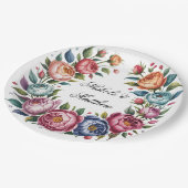 Elegante bruiloft bloemenkrans papieren bordje (Gekanteld)