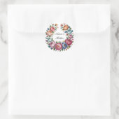 Elegante bruiloft bloemenkrans ronde sticker (Tas)